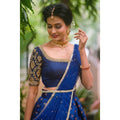 Royal Kanjivaram Lehenga with Mirror Work Butterfly Net Dupatta