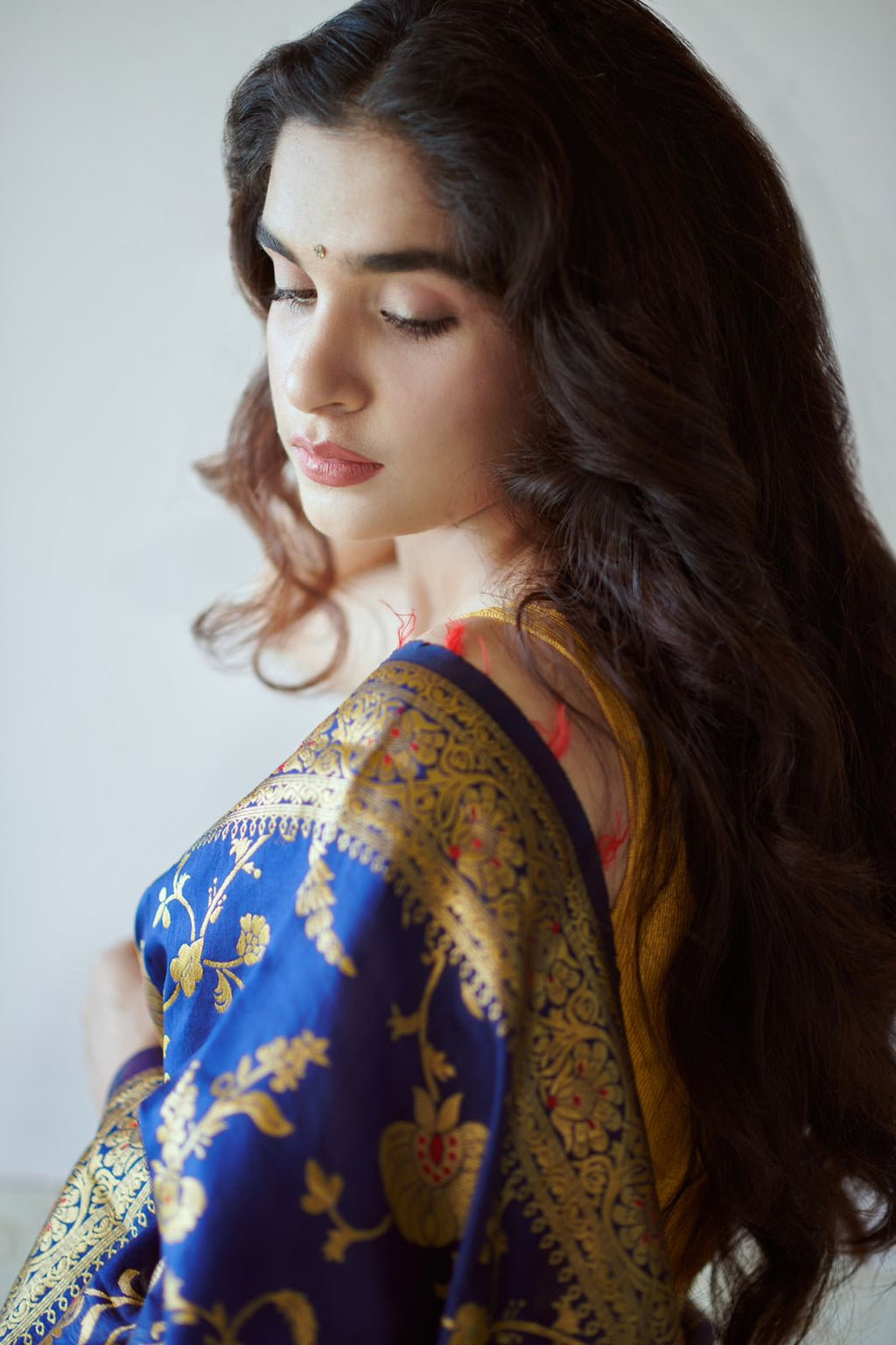 Royal Blue Banarasi Silk Saree with Gold Zari Border