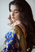 Royal Blue Banarasi Silk Saree with Gold Zari Border