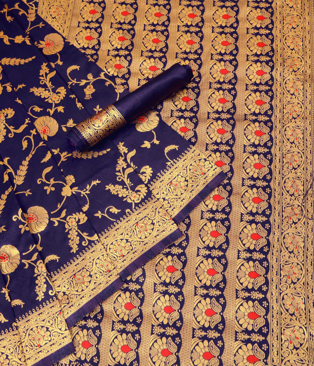 Premium Lichi Silk Saree with Original Gold Zari & Jacquard Work