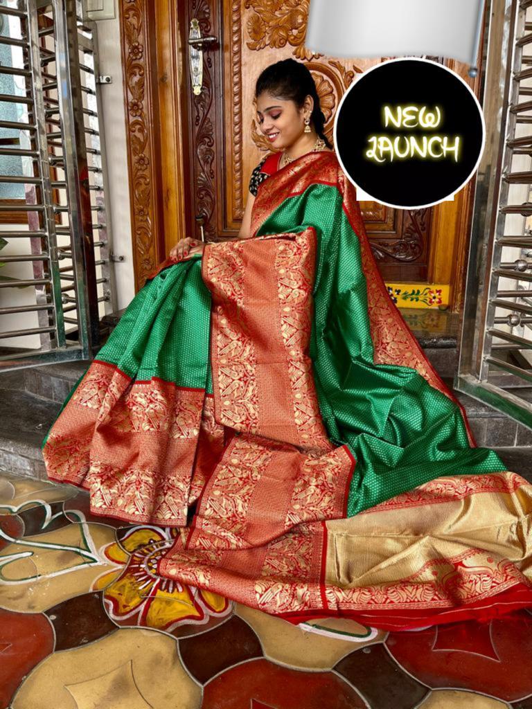 Soft Lichi Silk Jacquard Work Saree with Rich Pallu and Exclusive Blouse Border