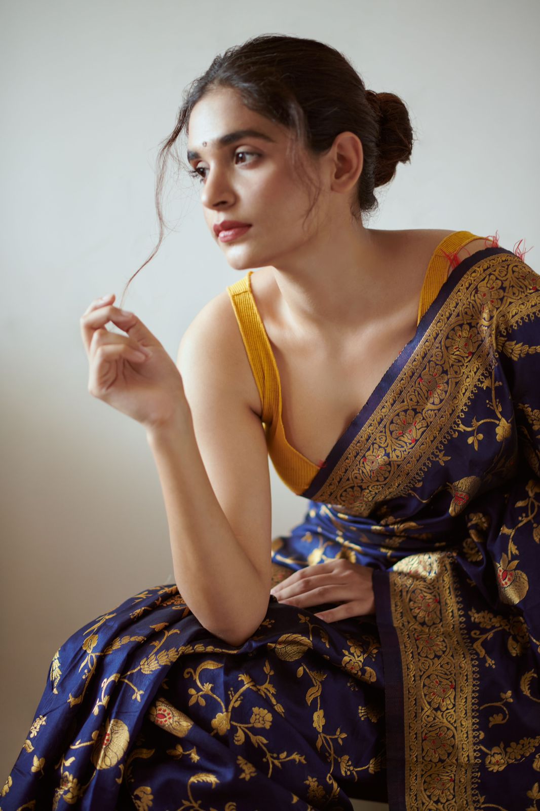 Royal Blue Banarasi Silk Saree with Gold Zari Border