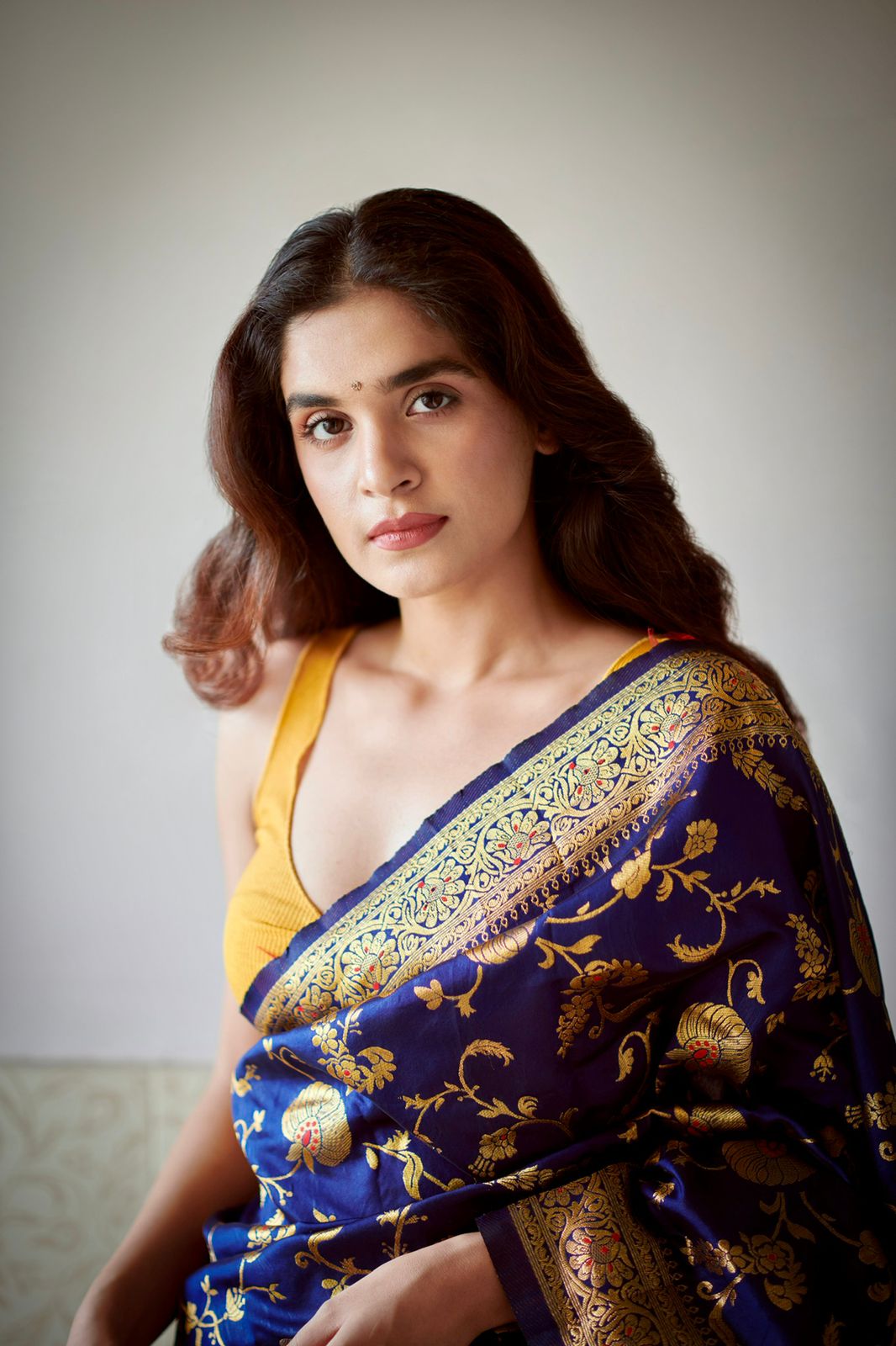 Royal Blue Banarasi Silk Saree with Gold Zari Border