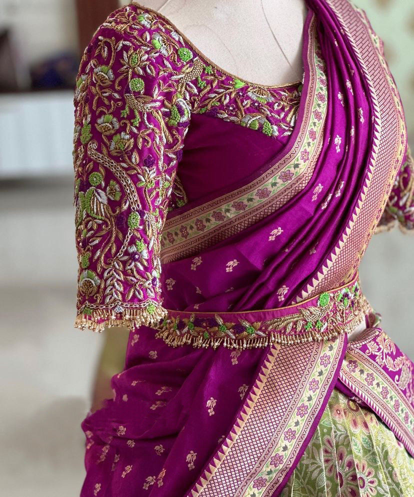 Traditional Kanjivaram Zari Lehenga with Banarasi Silk Dupatta Set