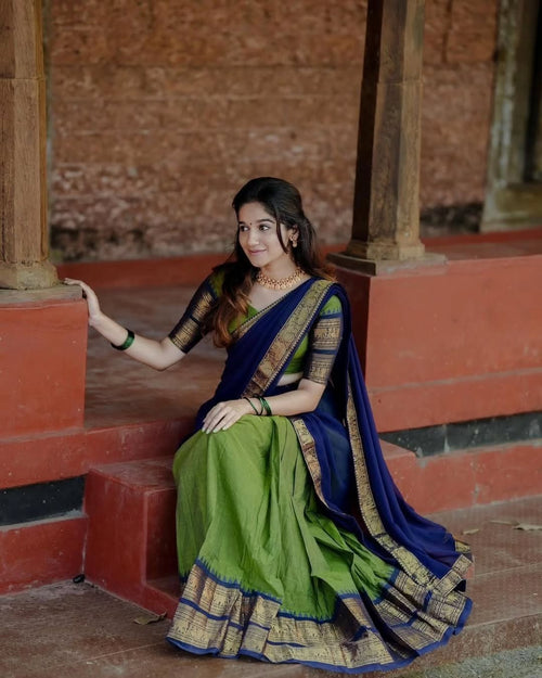 Elegant Kanjivaram Silk Zari Lehenga with Banarasi Dupatta Set