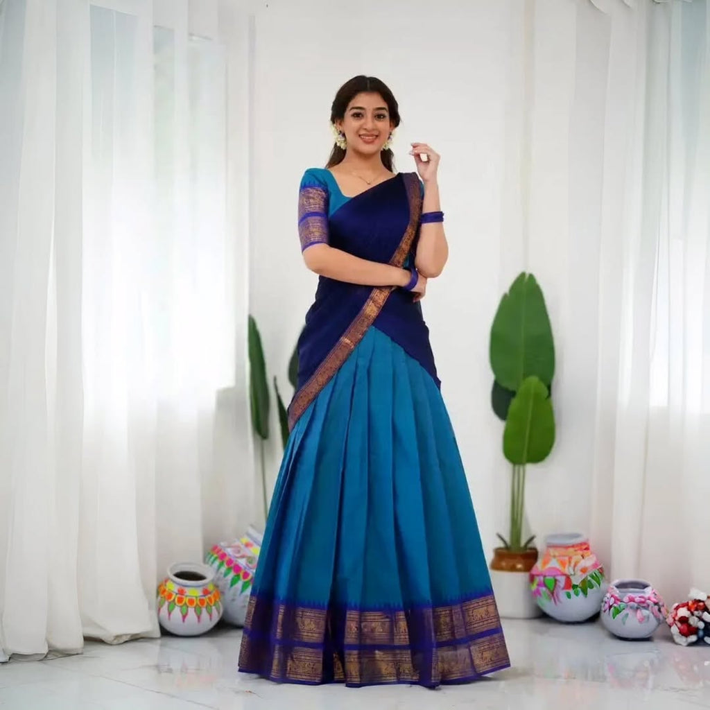Elegant Kanjivaram Silk Zari Lehenga with Banarasi Dupatta Set