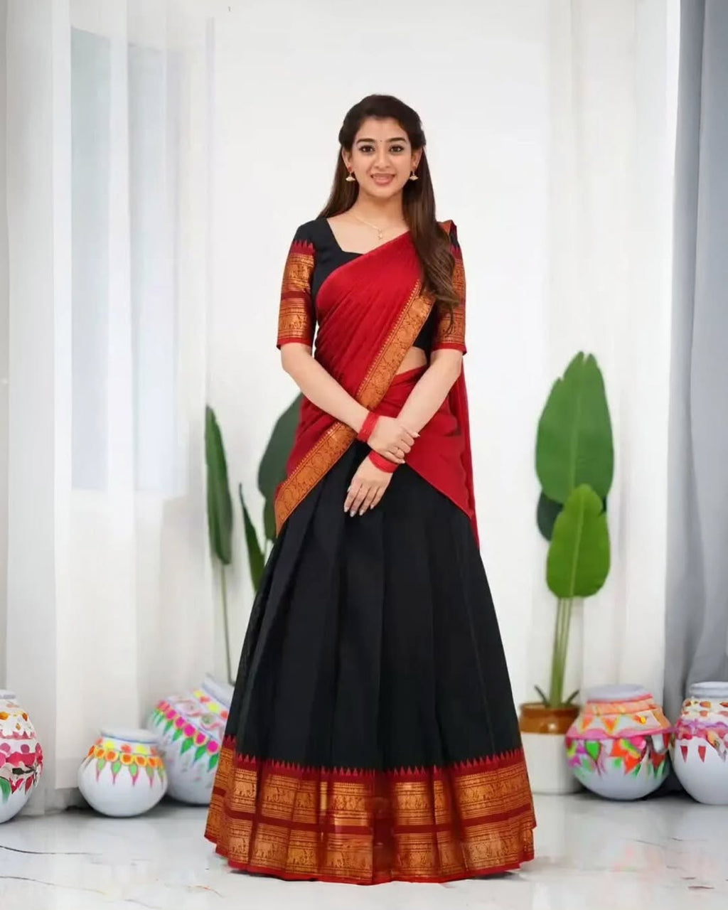 Elegant Kanjivaram Silk Zari Lehenga with Banarasi Dupatta Set