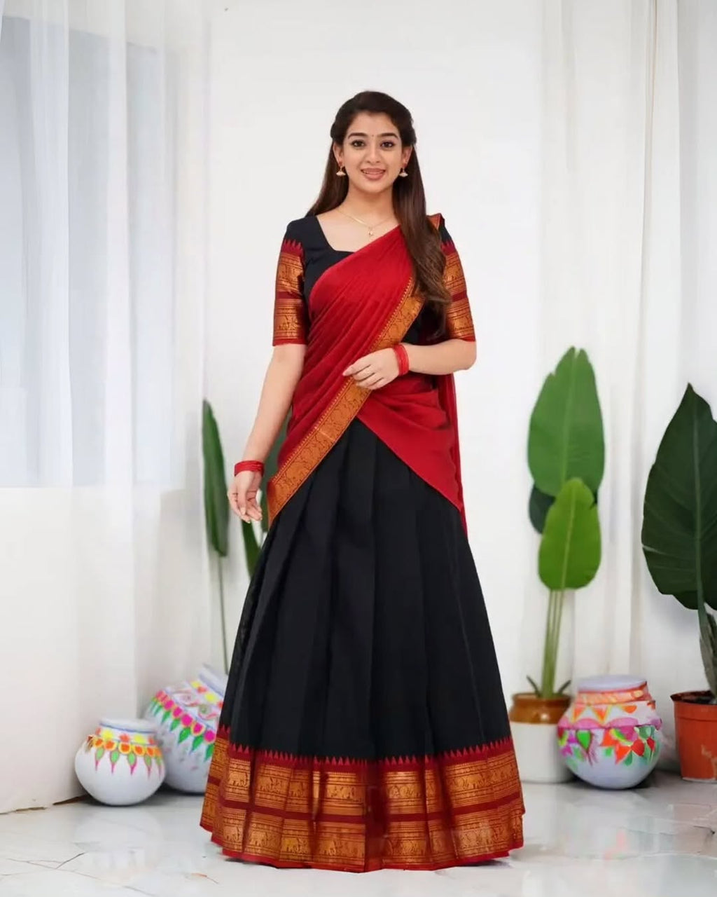 Elegant Kanjivaram Silk Zari Lehenga with Banarasi Dupatta Set