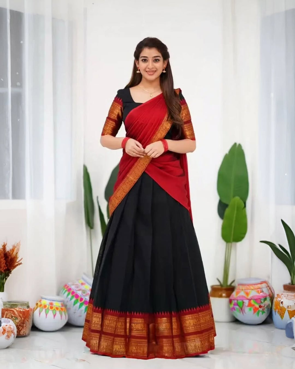 Elegant Kanjivaram Silk Zari Lehenga with Banarasi Dupatta Set