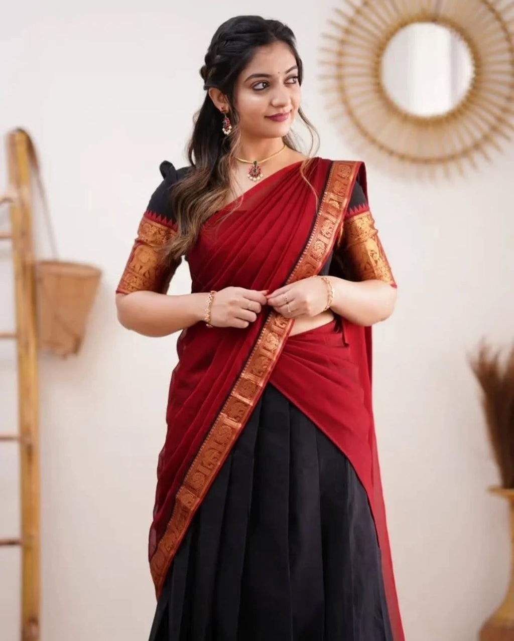 Elegant Kanjivaram Silk Zari Lehenga with Banarasi Dupatta Set