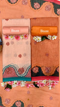 Elegant Bloom Premium Linen Cotton Digital Printed Saree with Matching Blouse