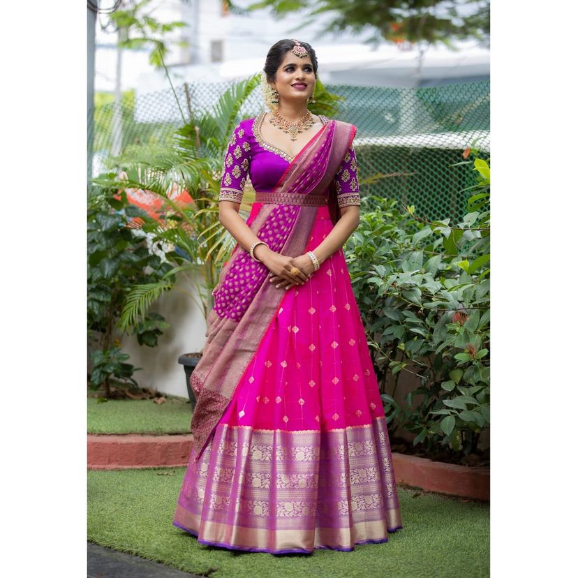 Premium Kanjivaram Zari Lehenga with Banarasi Silk Dupatta Set