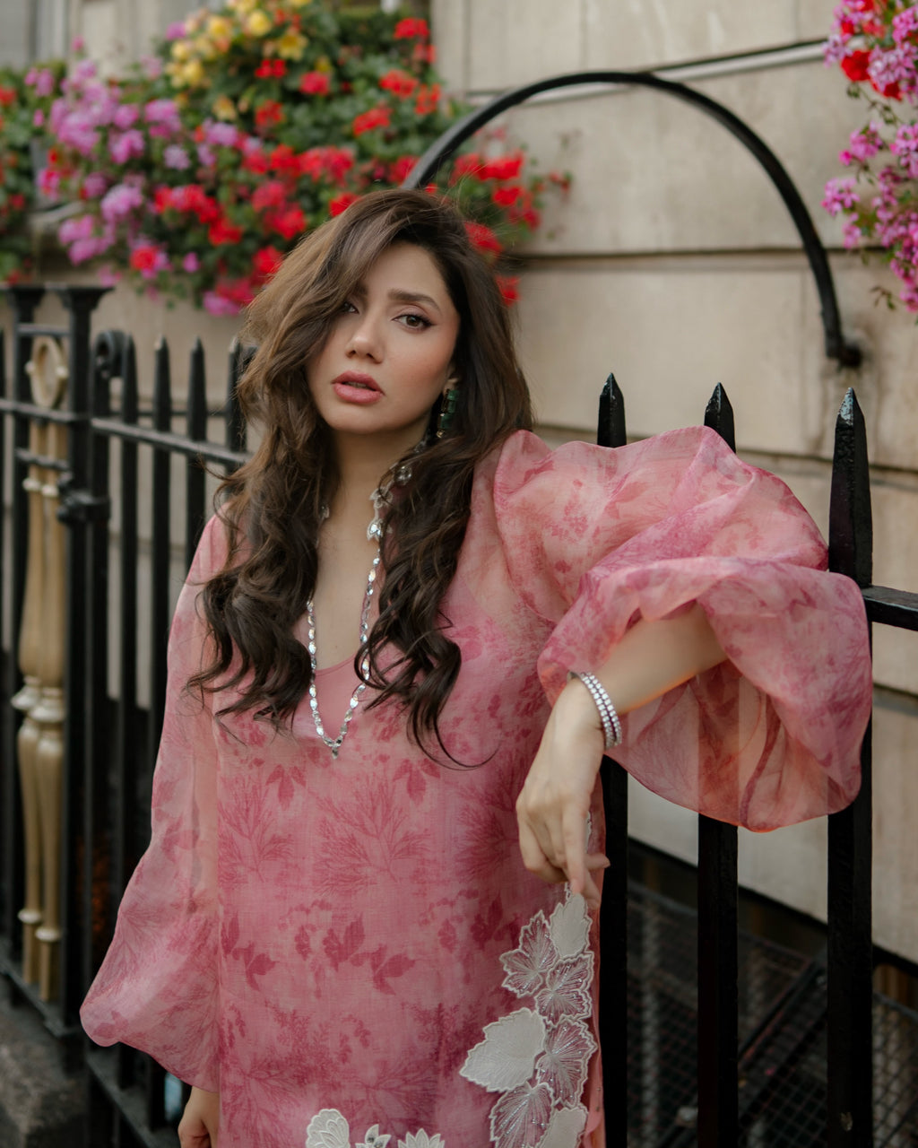 Organza Shrug Set with Digital Print, Real Mirror & Cutwork Detailing