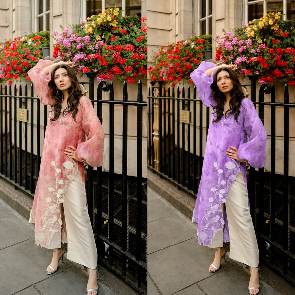 Organza Shrug Set with Digital Print, Real Mirror & Cutwork Detailing