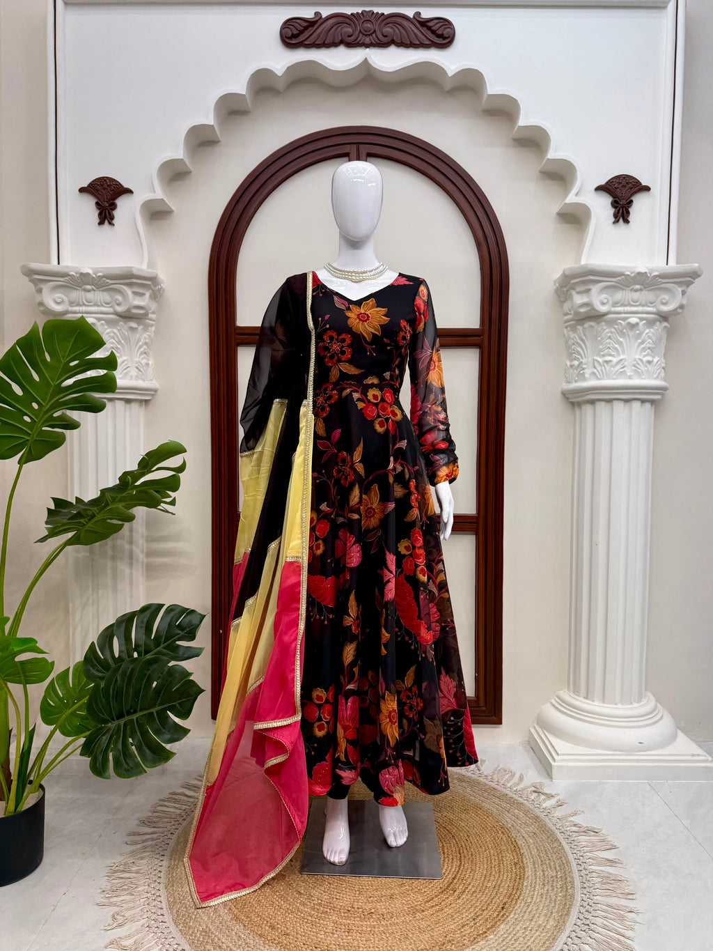 Tabby Organza 7M Flair Anarkali Set with Digital Print & Lace Dupatta