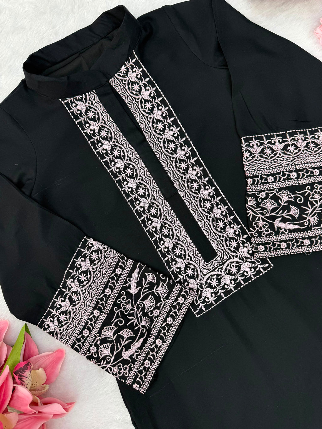 Rayon Cotton 2-Piece Top & Palazzo Set with Intricate Thread Work
