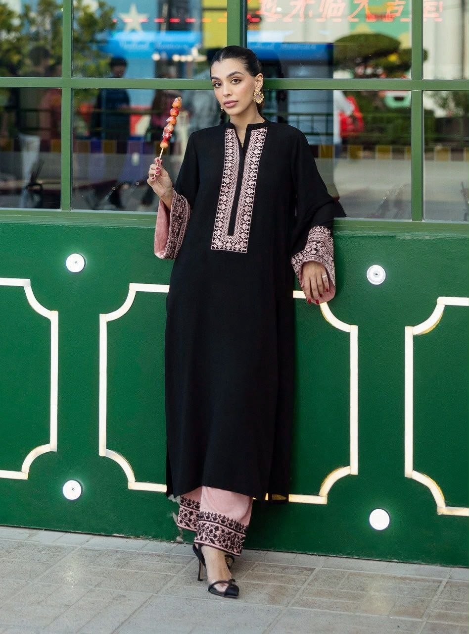 Rayon Cotton 2-Piece Top & Palazzo Set with Intricate Thread Work