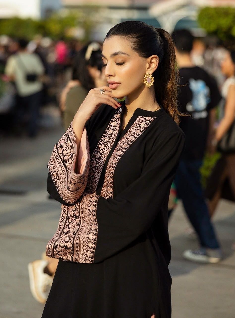 Rayon Cotton 2-Piece Top & Palazzo Set with Intricate Thread Work