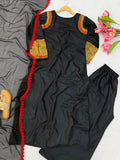 Slub Reyon Kashmiri-Style Tunic Set with Thread Work & Lace Dupatta