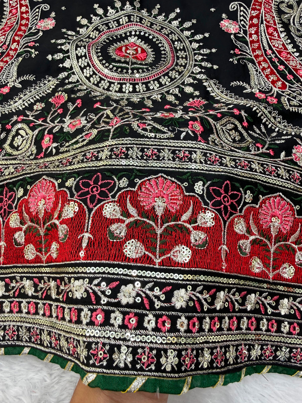 Kashmiri Style Biscuit Slub Kaftan Set with Thread & Sequin Embroidery