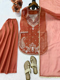 Shimmer 3-Piece Suit with Thread & Sequin Work and Lace Border Dupatta