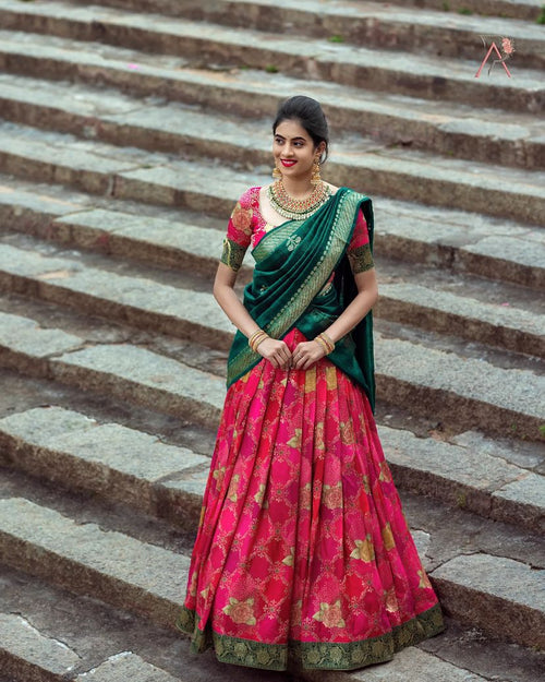 Elegant Kanjivaram Silk Zari Lehenga with Banarasi Dupatta Set