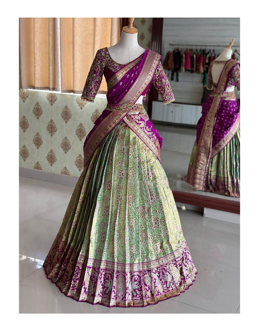 Traditional Kanjivaram Zari Lehenga with Banarasi Silk Dupatta Set