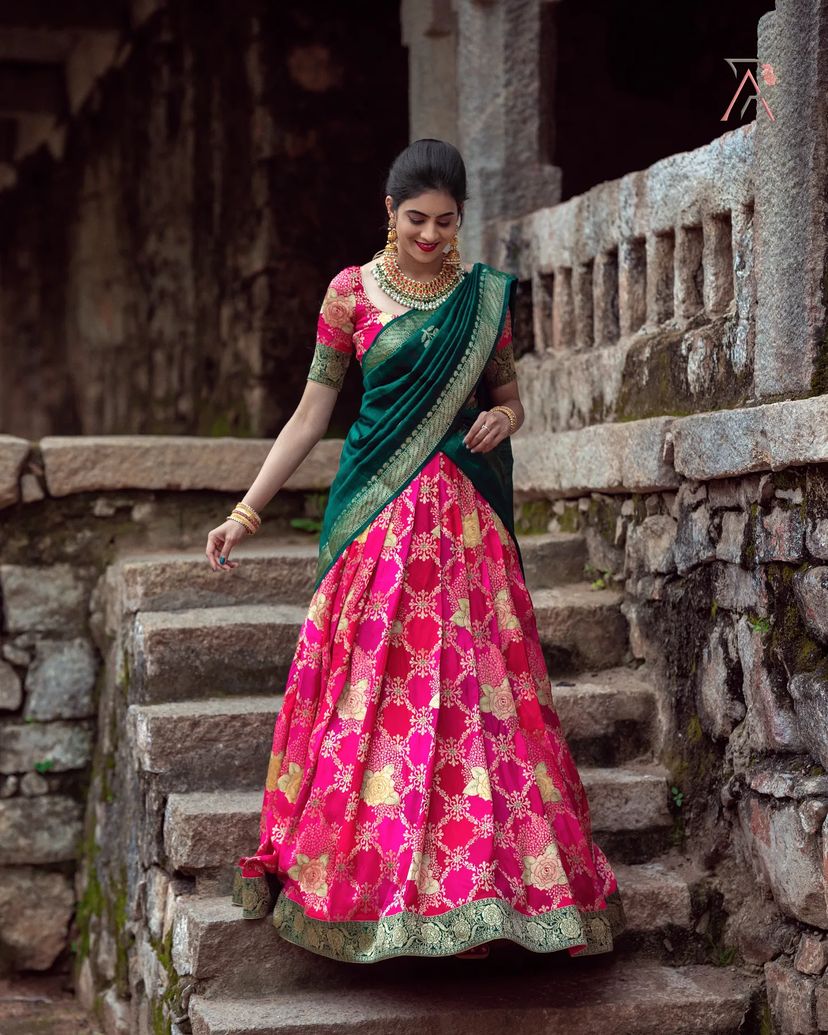 Elegant Kanjivaram Silk Zari Lehenga with Banarasi Dupatta Set