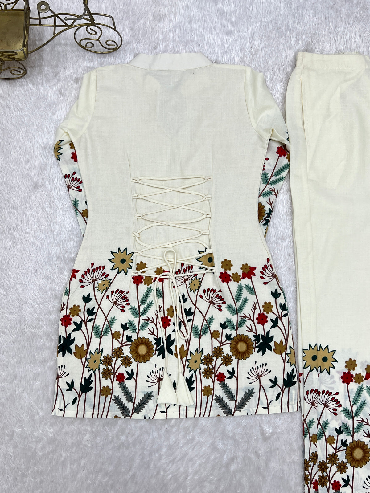 Maroon Magic Slub Cotton Floral Printed Kurta Pant Co-Ord Set