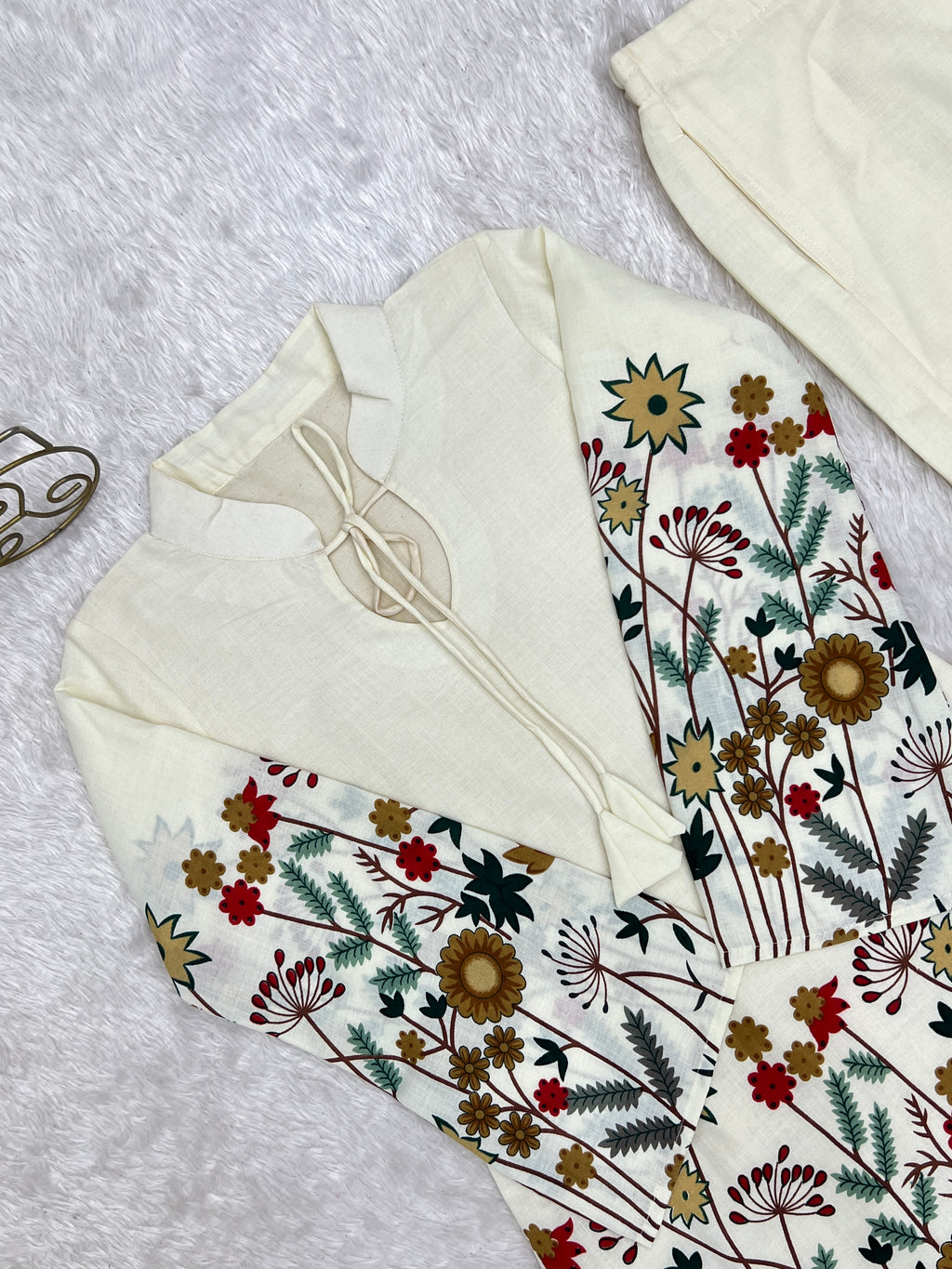 Maroon Magic Slub Cotton Floral Printed Kurta Pant Co-Ord Set