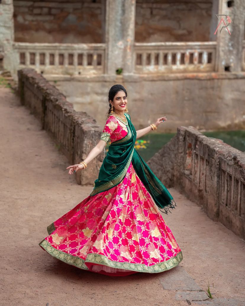 Elegant Kanjivaram Silk Zari Lehenga with Banarasi Dupatta Set