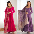 Romansilk Chanderi 9M+ Flair Anarkali Set with Padded Yoke & Banarasi Jacquard Dupatta