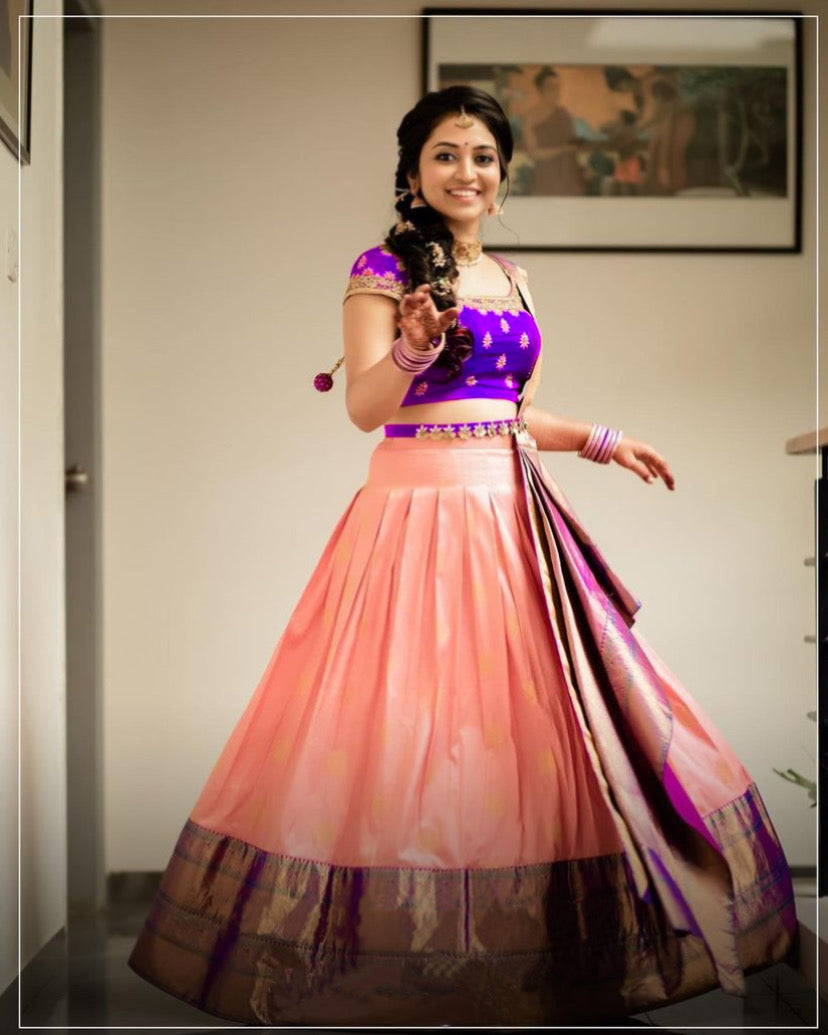 Graceful Kanjivaram Zari Lehenga with Banarasi Silk Dupatta Set