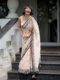 Timeless Grace Elegant Linen Cotton Digital Printed Saree with Matching Blouse