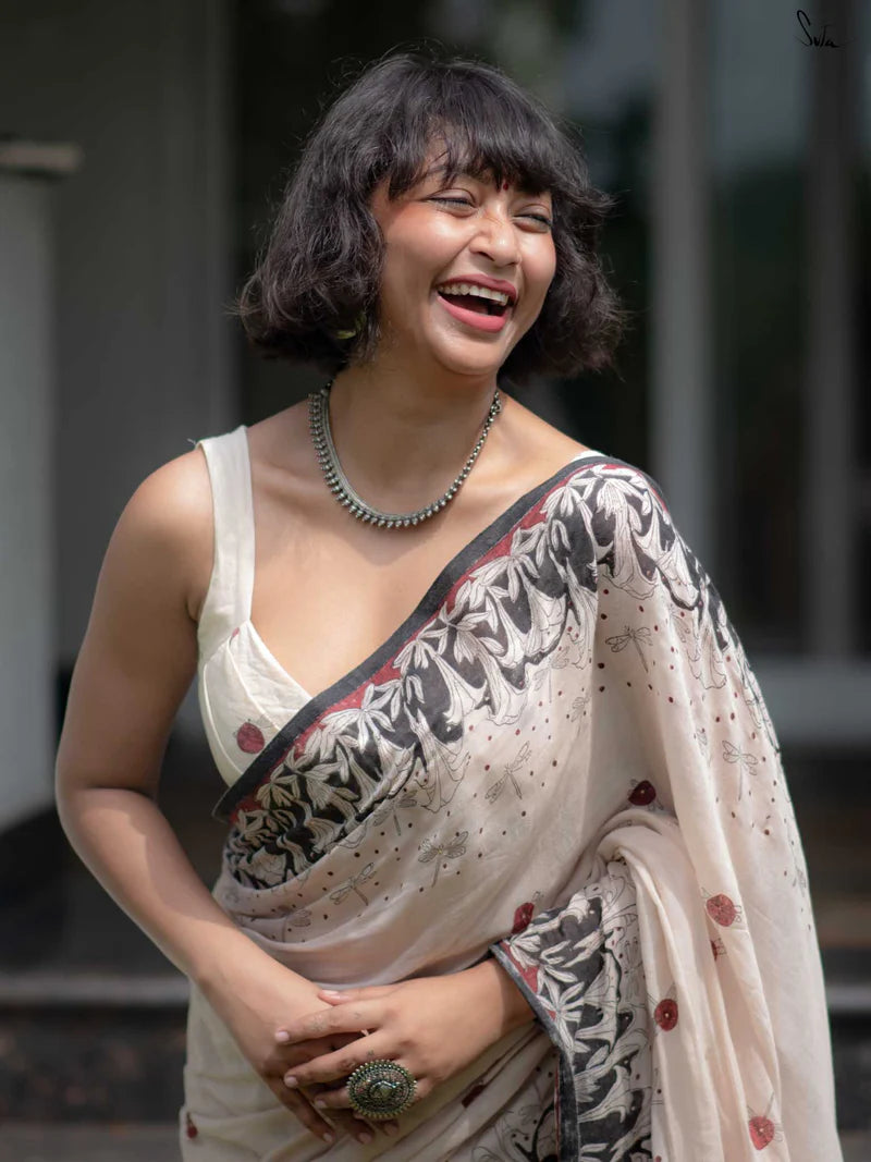 Timeless Grace Elegant Linen Cotton Digital Printed Saree with Matching Blouse