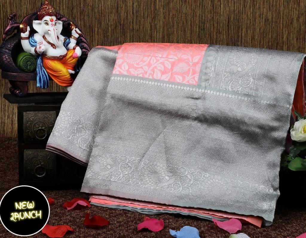 Soft Lichi Silk Jacquard Work Saree with Rich Pallu and Exclusive Blouse Border