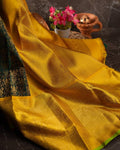 Peacock Green Banarasi Silk Saree with Mustard Yellow Zari Pallu