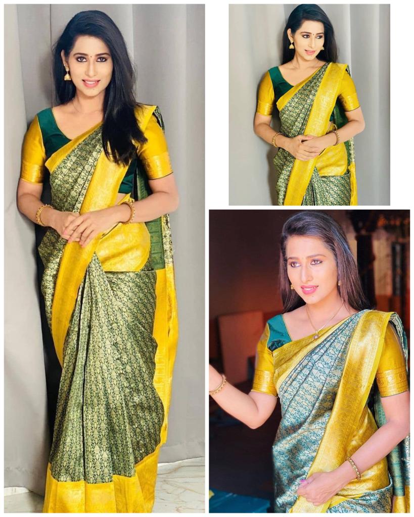 Elegant Soft Lichi Silk Saree with Rich Pallu & Jacquard Work
