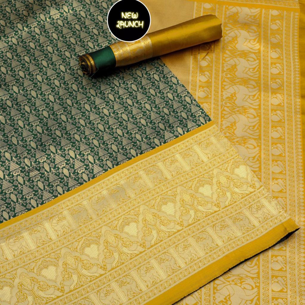 Elegant Soft Lichi Silk Saree with Rich Pallu & Jacquard Work