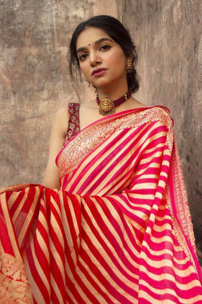 Classic Soft Lichi Silk Saree with Jacquard Pallu & Border