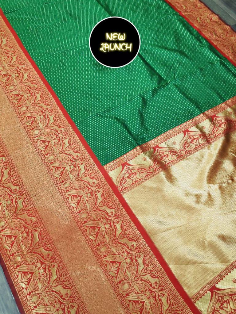 Soft Lichi Silk Jacquard Work Saree with Rich Pallu and Exclusive Blouse Border