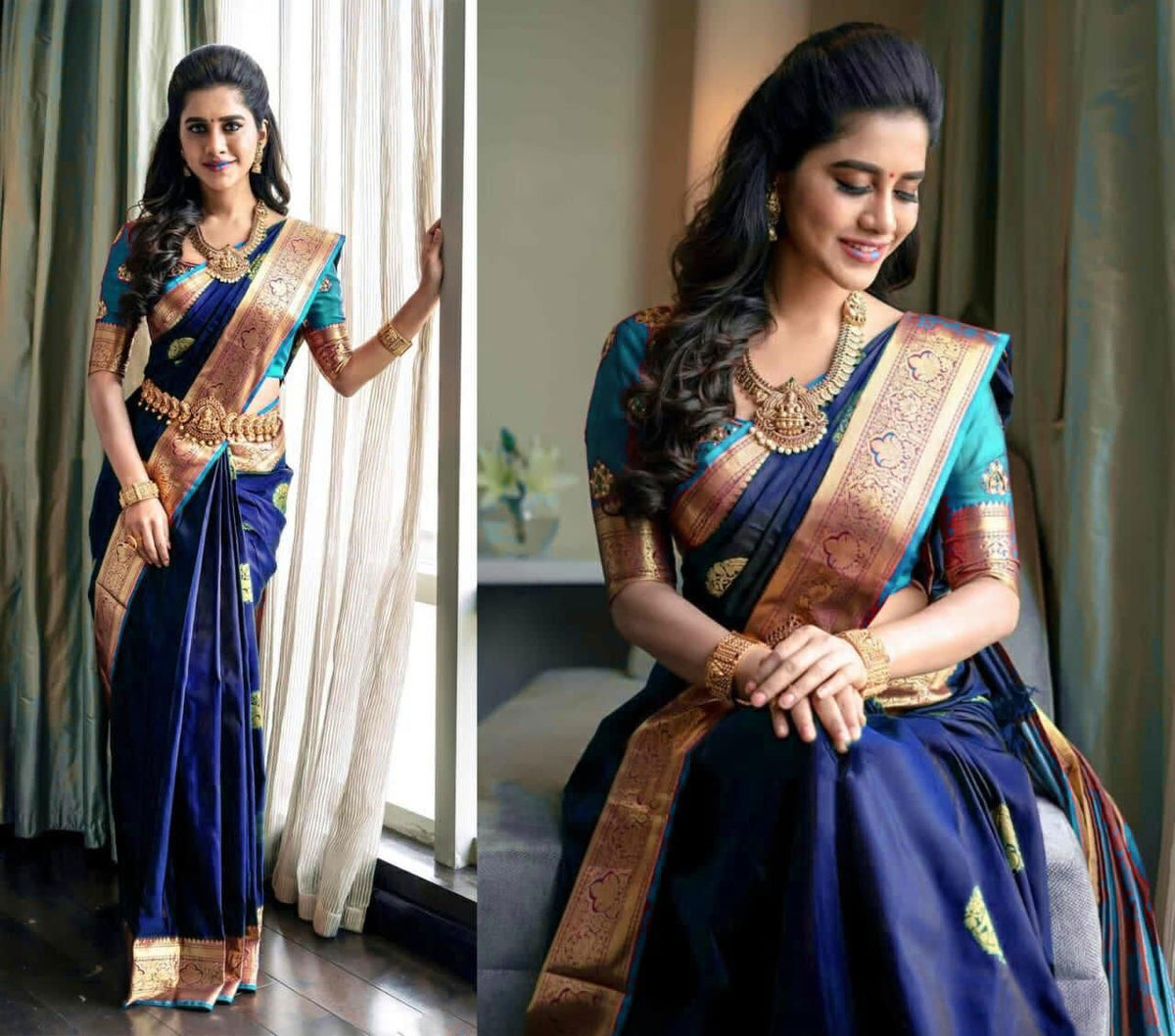 Lichi Silk Saree with Rich Pallu & Exclusive Jacquard Work