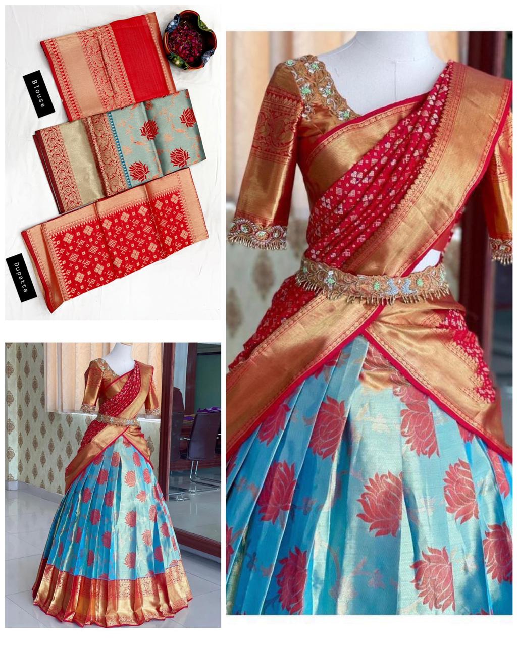 Kanjivaram Silk Zari Lehenga with Banarasi Dupatta & Blouse