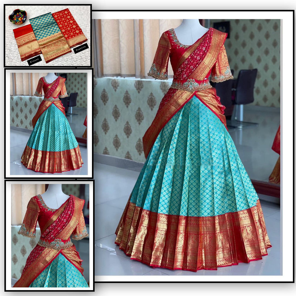 Kanjivaram Silk Zari Lehenga with Banarasi Silk Zari Dupatta & Blouse