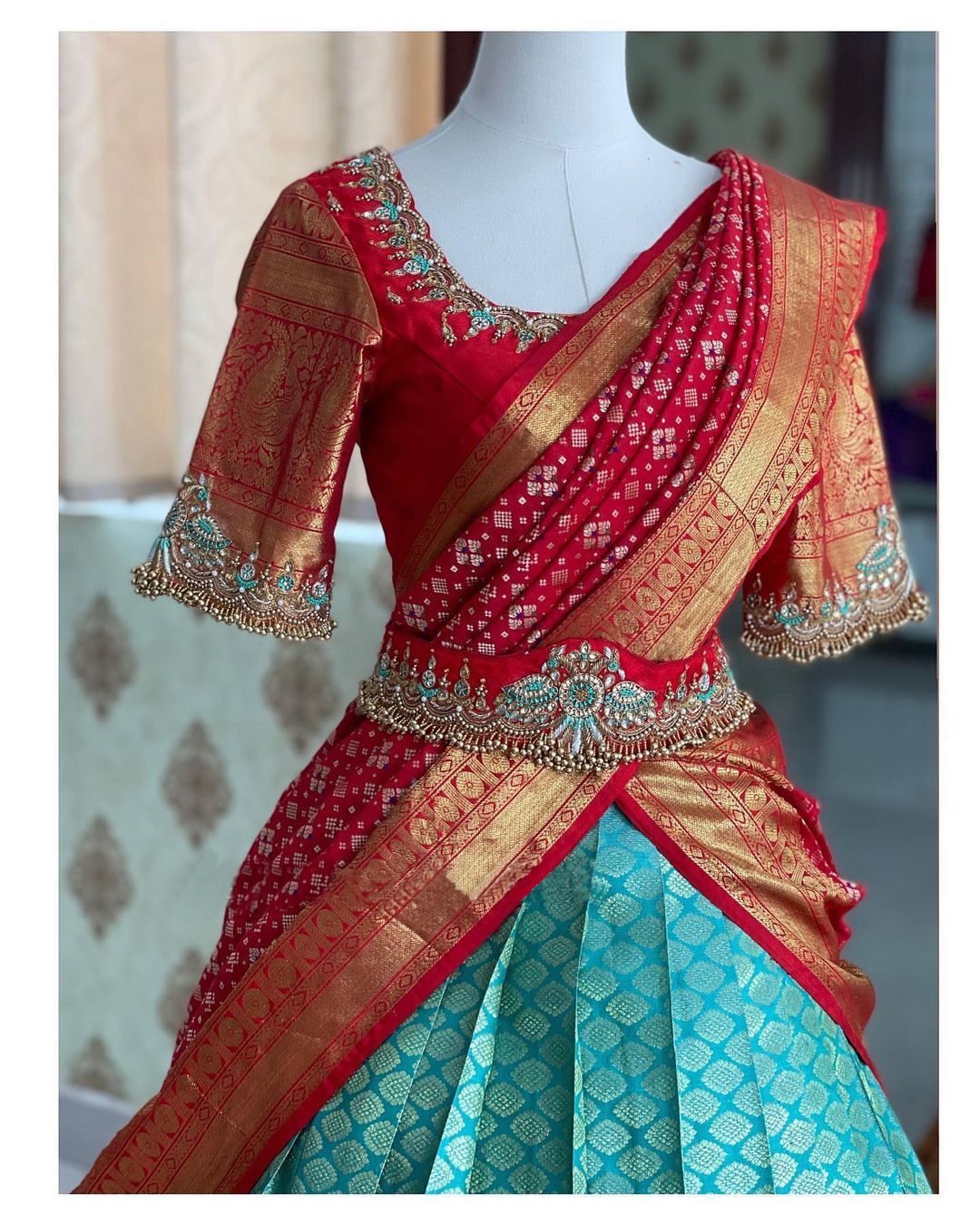 Kanjivaram Silk Zari Lehenga with Banarasi Silk Zari Dupatta & Blouse