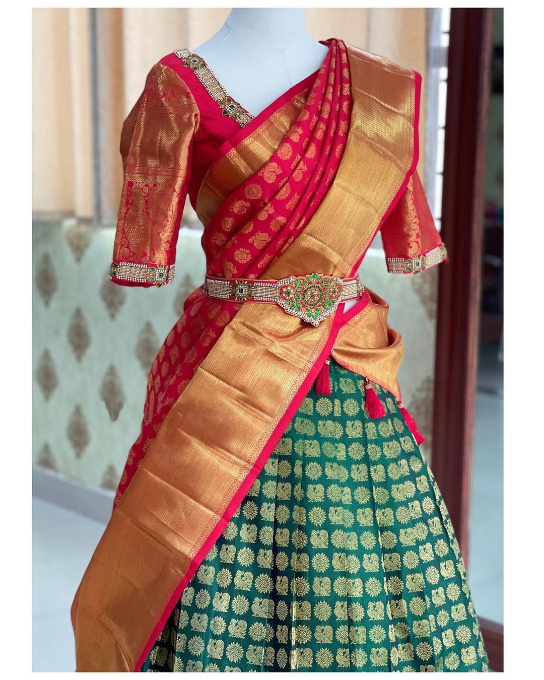 Kanjivaram Silk Zari Lehenga with Banarasi Silk Zari Dupatta & Blouse