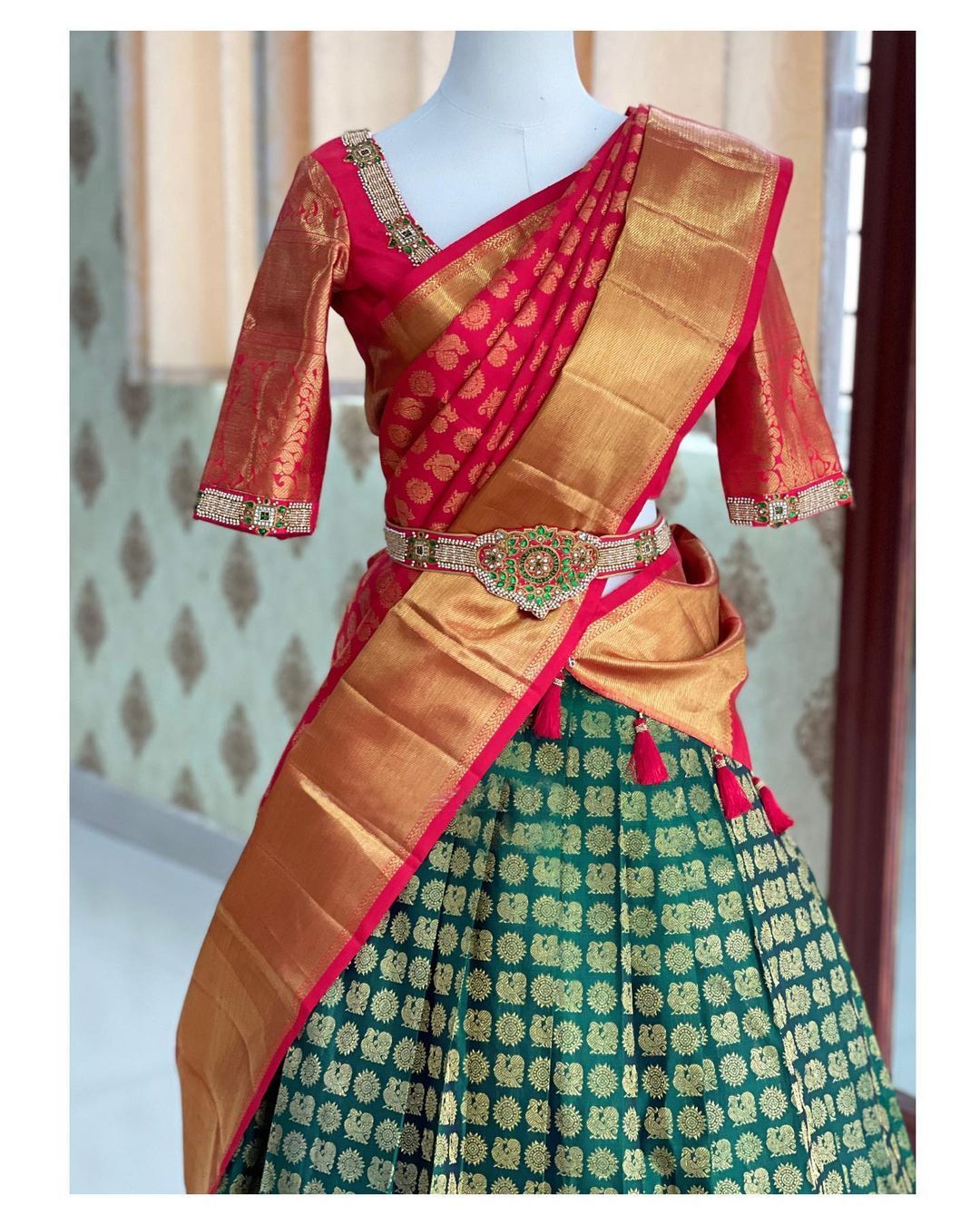 Kanjivaram Silk Zari Lehenga with Banarasi Silk Zari Dupatta & Blouse