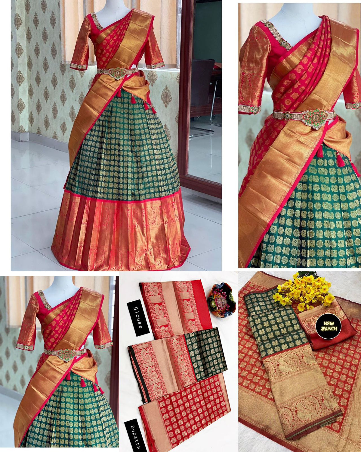 Kanjivaram Silk Zari Lehenga with Banarasi Silk Zari Dupatta & Blouse