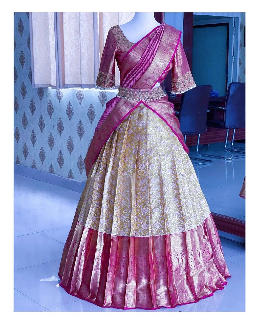 Kanjivaram Silk Zari Lehenga with Banarasi Silk Zari Dupatta & Blouse