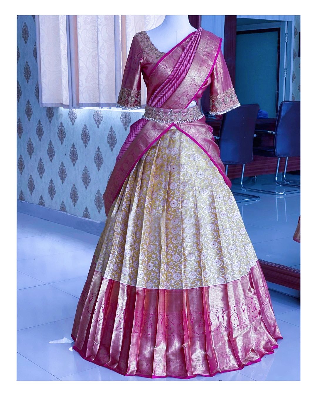 Kanjivaram Silk Zari Lehenga with Banarasi Silk Zari Dupatta & Blouse